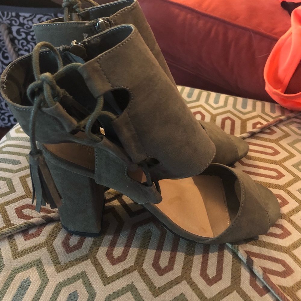 Suede Open Toe Heels